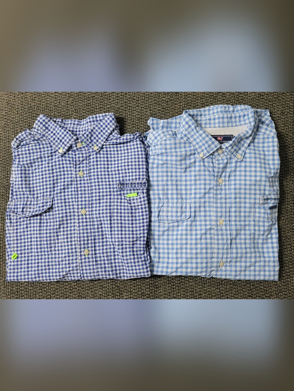Lot Of 2 Vineyard Vines Harbor Fishing Vented Plaid Shirts Men's 2XL